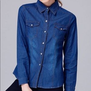 White House Black Market Denim button down shirt